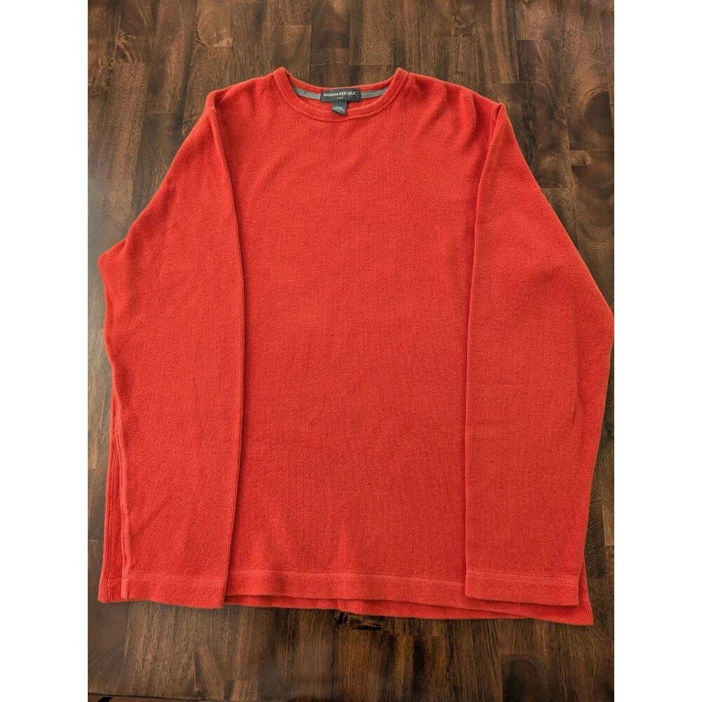 Banana Republic Men’s XL 100% Cotton Crewneck Sweater Burnt Orange Pullover